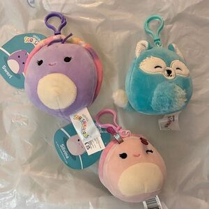 Squishmallows Plush Keychain to include Snail Swerl, Danny Blue Fox & Pink Snail